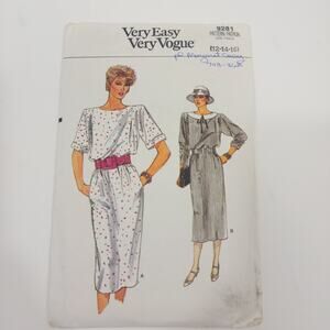 Uncut Vintage Very Vogue Straight Dress Sewing Pattern Size 12-14 year 1985